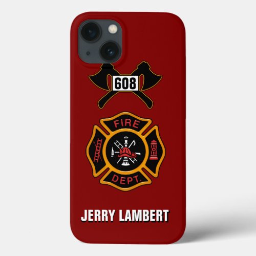 Fire Department Firefighter Badge Name Template iPhone 13 Case