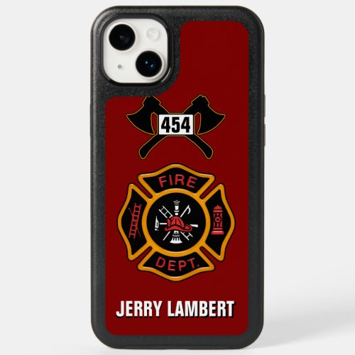 Fire Department Firefighter Badge Name Template OtterBox iPhone 14 Plus Case