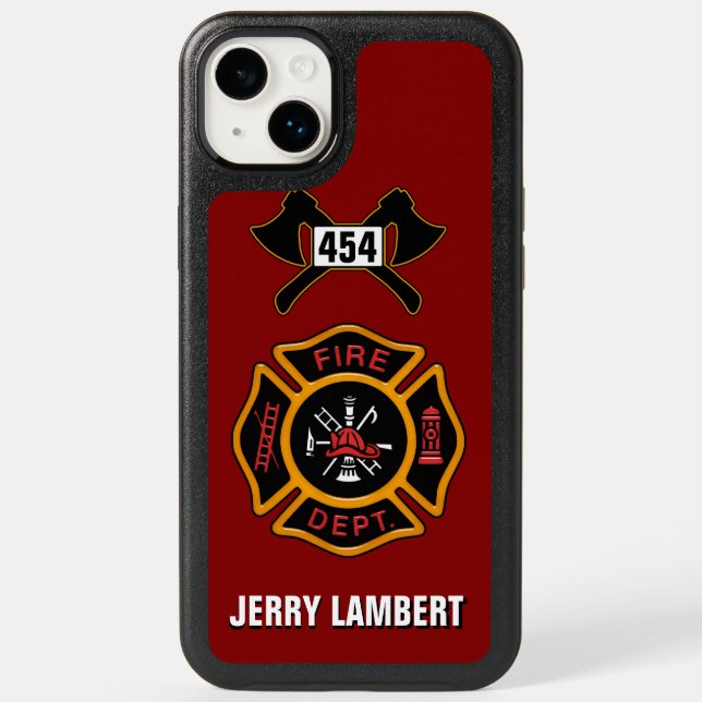 Fire Department Firefighter Badge Name Template Otterbox iPhone Case (Back)