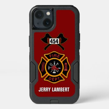 Fire Department Firefighter Badge Name Template Iphone 13 Case by JerryLambert at Zazzle