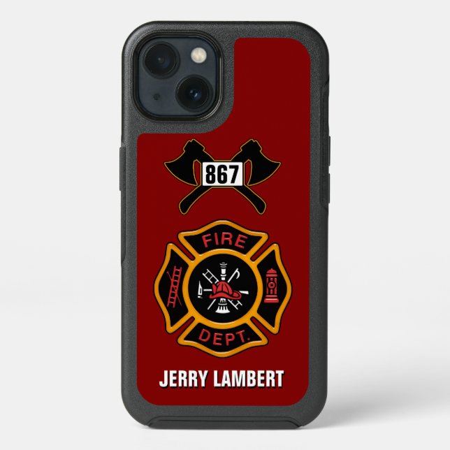 Fire Department Firefighter Badge Name Template Otterbox iPhone Case (Back)