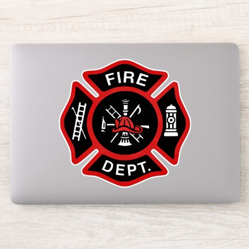 Fire Department Firefighter Badge Red Sticker