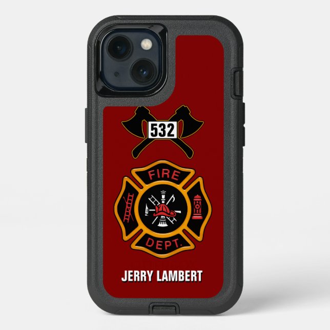 Fire Department Firefighter Name Template Otterbox iPhone Case (Back)