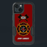 Fire Department Firefighter Name Template iPhone 13 Case<br><div class="desc">Fire Department logo with customizable numbers. Great for firemen and first responders. Click customize it to change the background color from fire engine red to something else. Personalize with your own name.</div>