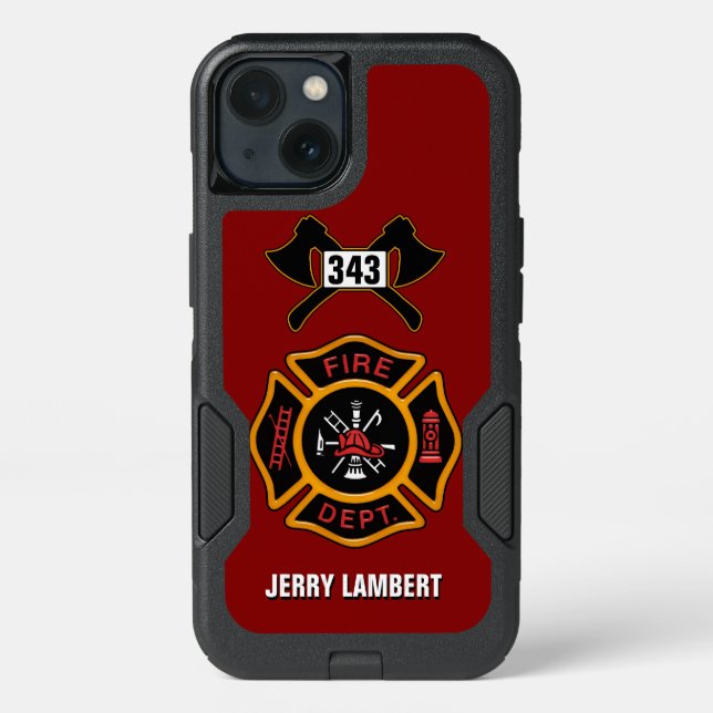 Fire Department Firefighter Name Template Otterbox iPhone Case (Back)