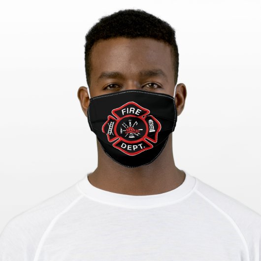 Fire Department Firefighter Red Adult Cloth Face Mask (Worn)
