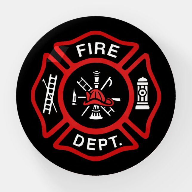 Fire Department Firefighter Red Paperweight (Front)