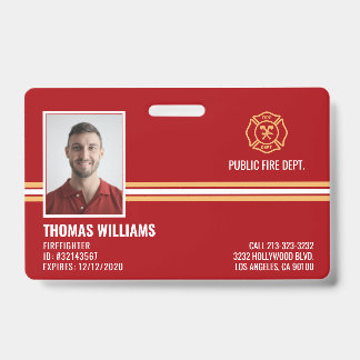 Fire Department Firefighter Staff ID Badge