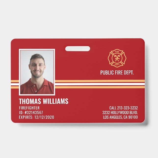 Fire Department Firefighter Staff ID Badge (Front)