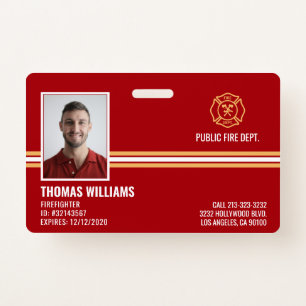 Fire Department Firefighter Staff ID Badge