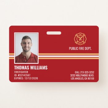 Fire Department Firefighter Staff Id Badge by J32Design at Zazzle