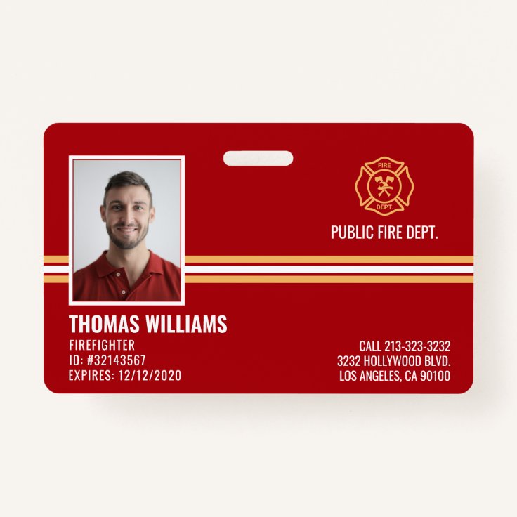 Fire Department Firefighter Staff ID Badge | Zazzle