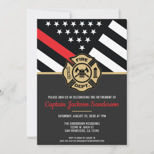 Fire Department Fireman Firefighter Retirement Invitation