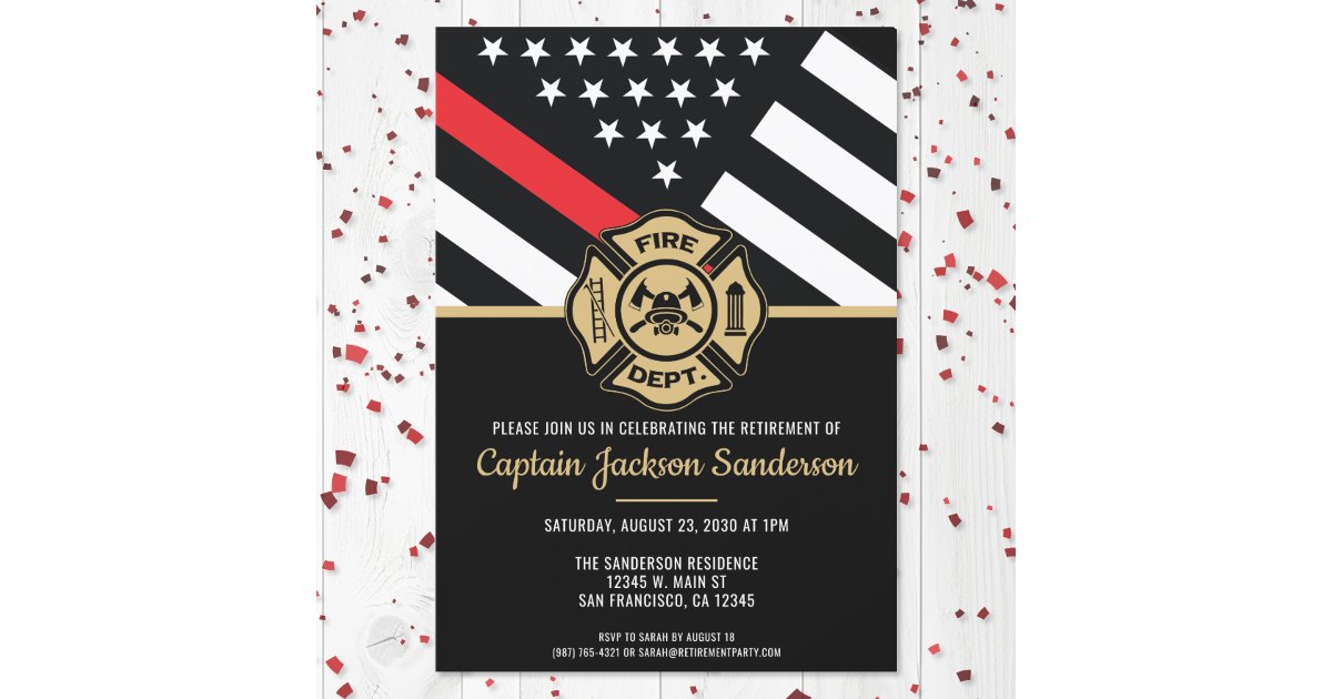 Fire Department Fireman Firefighter Retirement Invitation | Zazzle