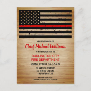 Fire Department Fireman Firefighter Retirement Invitation Postcard