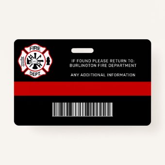 Fire Department Fireman ID Photo Firefighter ID Badge | Zazzle