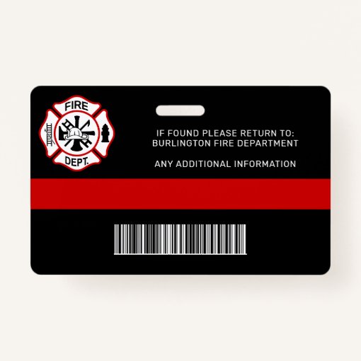 Fire Department Fireman ID Photo Firefighter ID Badge | Zazzle
