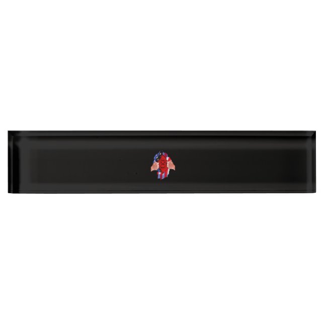 Fire Department Flag Firefighter Thin Red Line Desk Name Plate (Front)