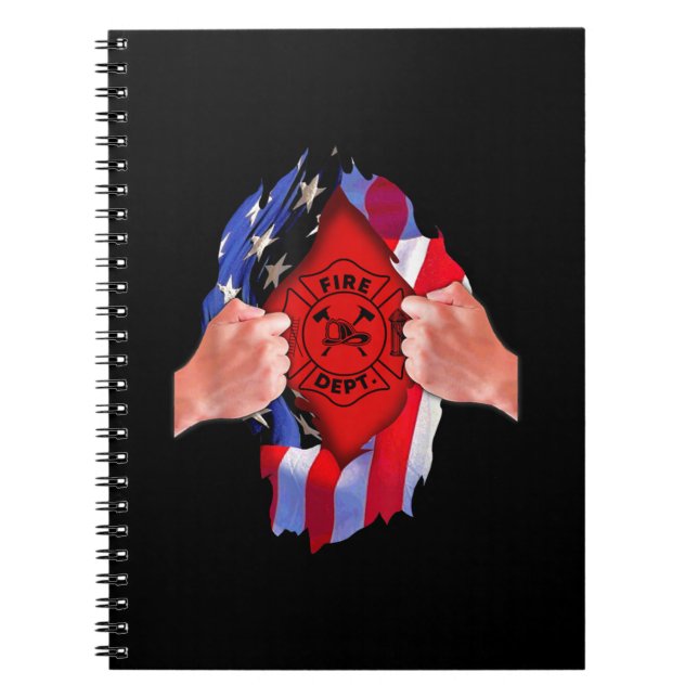 Fire Department Flag Firefighter Thin Red Line Notebook (Front)