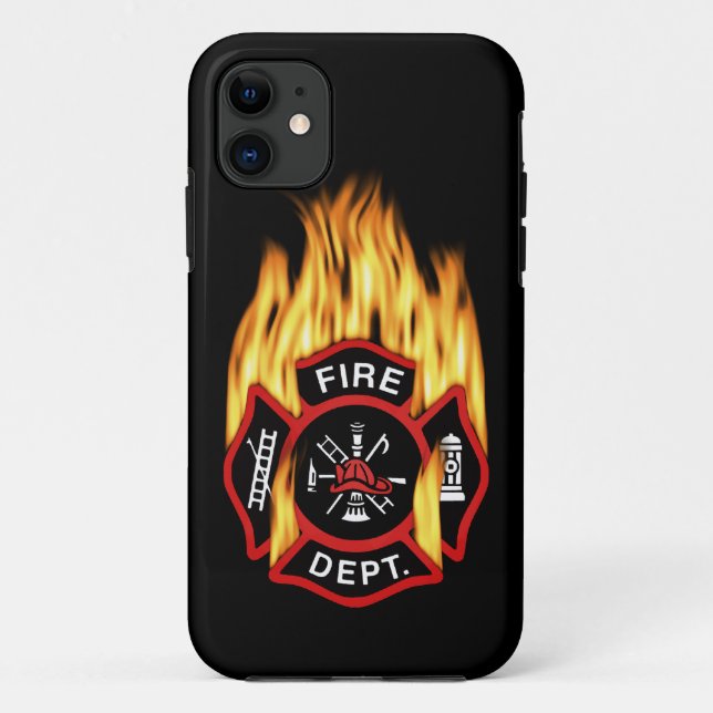 Fire Department Flaming Badge Case-Mate iPhone Case (Back)