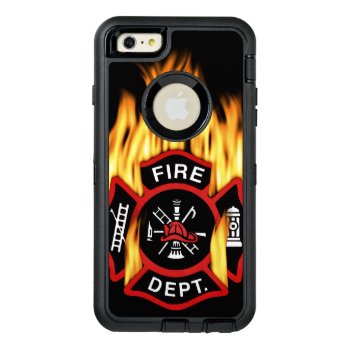 Fire Department Flaming Badge Otterbox Defender Iphone Case by JerryLambert at Zazzle