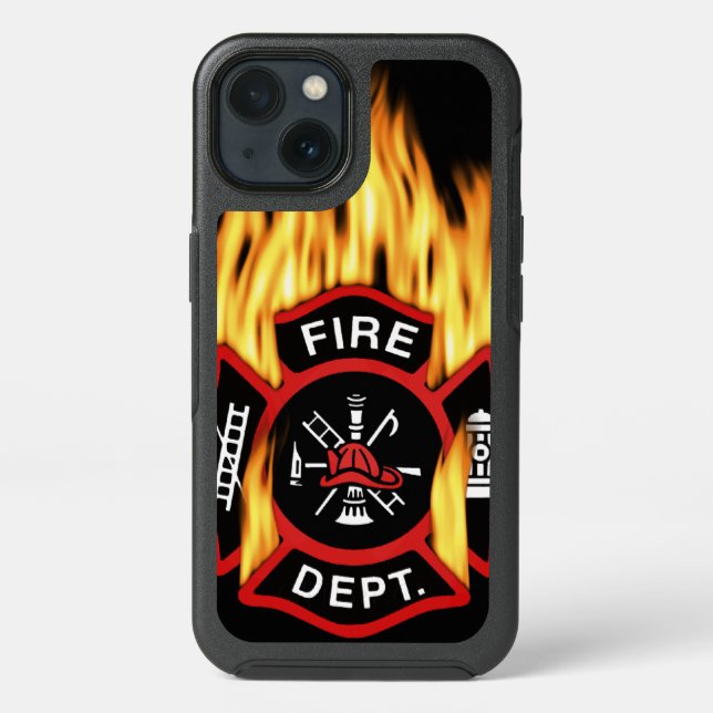 Fire Department Flaming Badge Otterbox iPhone Case (Back)
