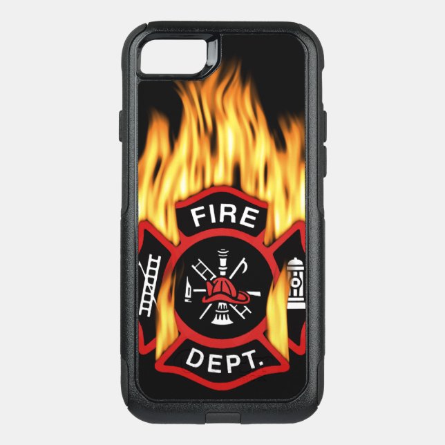 Fire Department Flaming Badge Otterbox iPhone Case (Back)