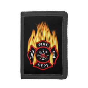 Fire Department Flaming Badge Tri-fold Wallet