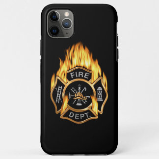 Fire Department Flaming Gold Badge iPhone 11 Pro Max Case