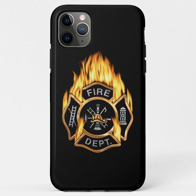 Fire Department Flaming Gold Badge Case-Mate iPhone Case (Back)