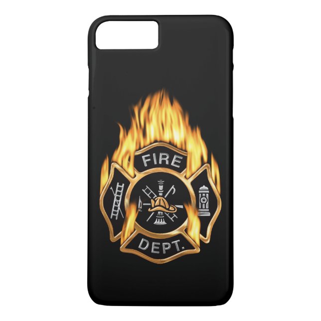 Fire Department Flaming Gold Badge Case-Mate iPhone Case (Back)