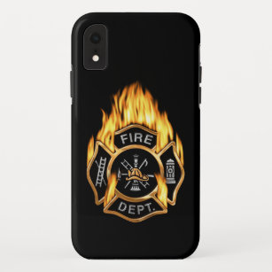 Fire Department Flaming Gold Badge iPhone XR Case