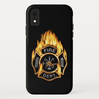 Fire Department Flaming Gold Badge iPhone XR Case