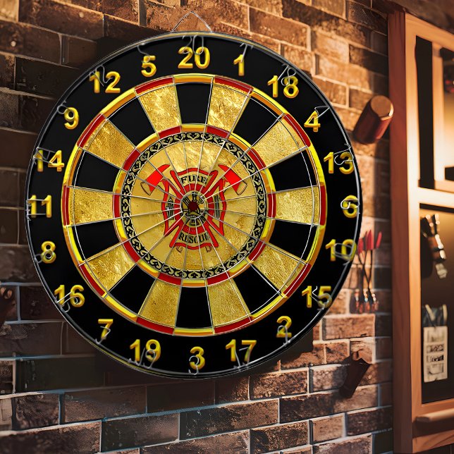 Fire Department Gold And Red Badge With Fire Axes Dart Board (Creator Uploaded)