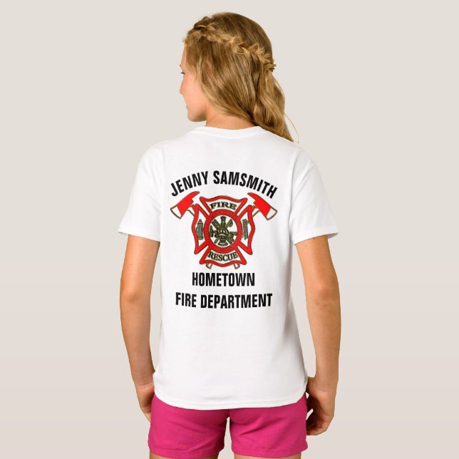 Fire Department Gold And Red Badge With Fire Axes T-Shirt (Back Full)