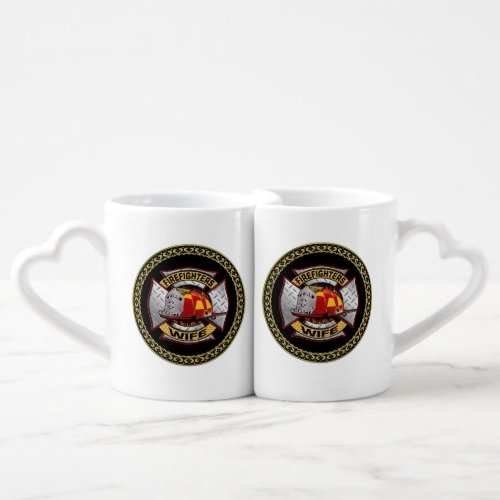 Fire Department Gold And Silver Wife Badge Coffee Mug Set