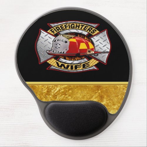 Fire Department Gold And Silver Wife Badge Gel Mouse Pad