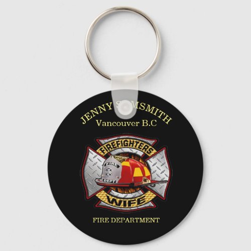 Fire Department Gold And Silver Wife Badge Keychain