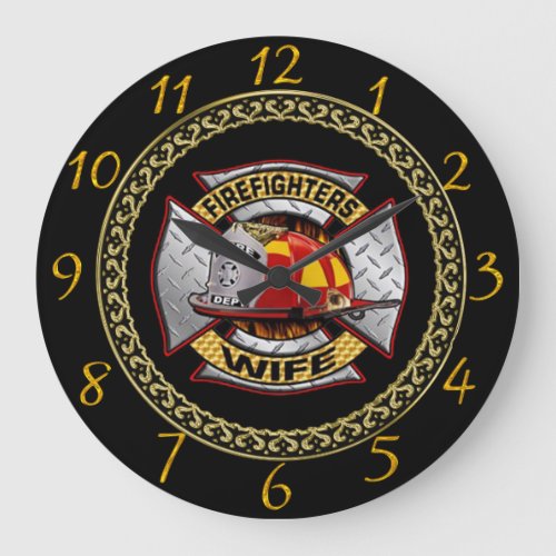 Fire Department Gold And Silver Wife Badge  Large Clock