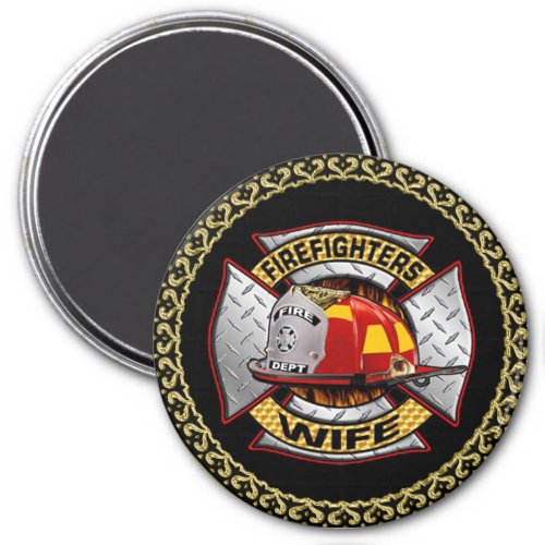 Fire Department Gold And Silver Wife Badge Magnet