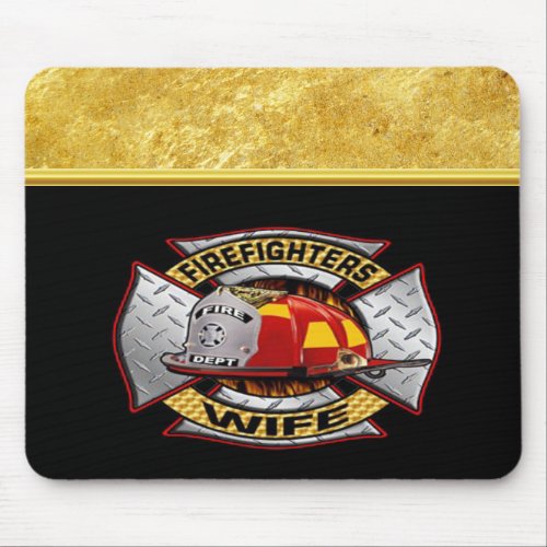 Fire Department Gold And Silver Wife Badge Mouse Pad