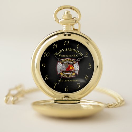 Fire Department Gold And Silver Wife Badge Pocket Watch