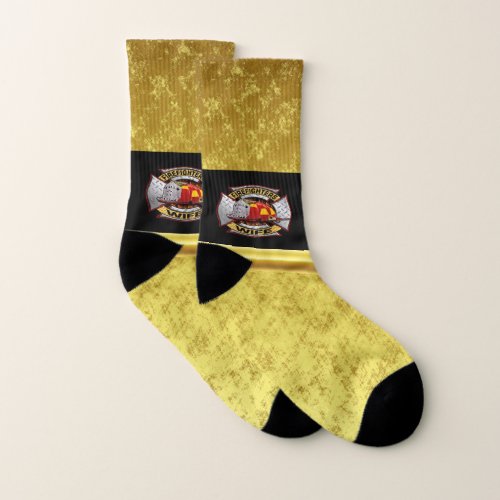 Fire Department Gold And Silver Wife Badge Socks
