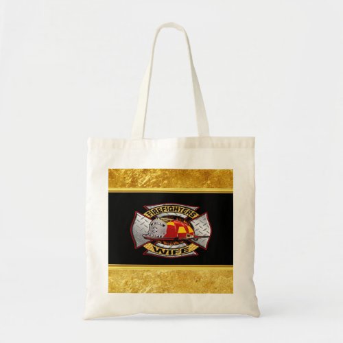Fire Department Gold And Silver Wife Badge Tote Bag