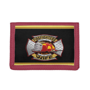 Fire Department Gold And Silver Wife Badge Tri-fold Wallet