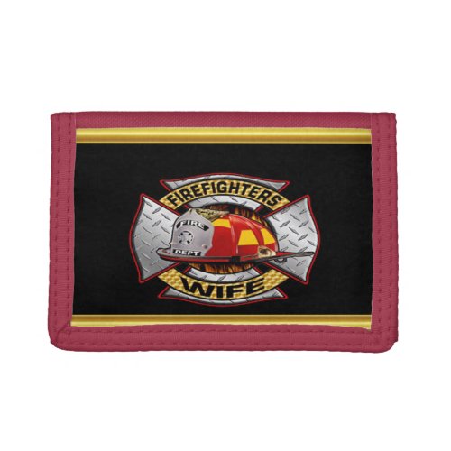 Fire Department Gold And Silver Wife Badge Trifold Wallet