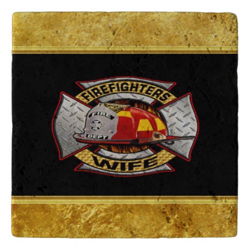 Fire Department Gold And Silver Wife Badge Trivet