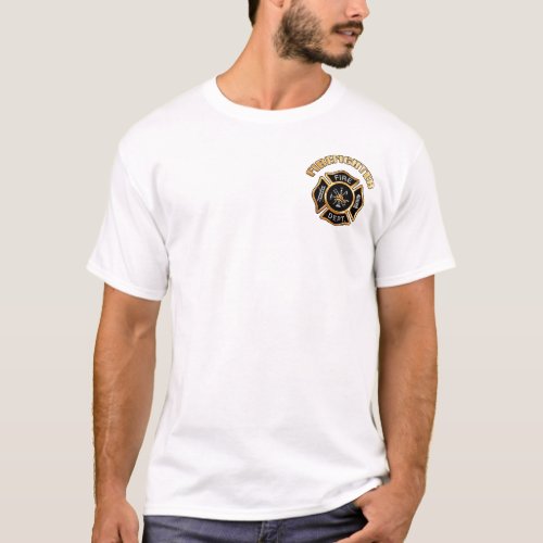 Fire Department Gold Badge Custom T_Shirt