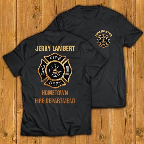 Fire Department Gold Badge Custom T_Shirt