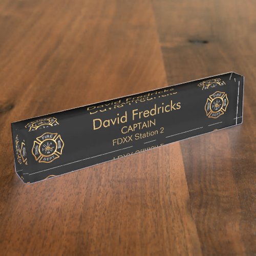 Fire Department Gold Desk Name Plate